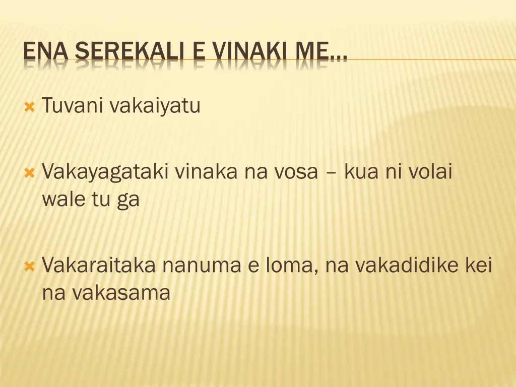 ena serekali e vinaki me