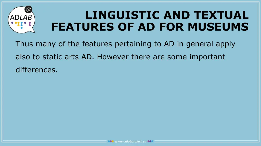 linguistic and textual features of ad for museums