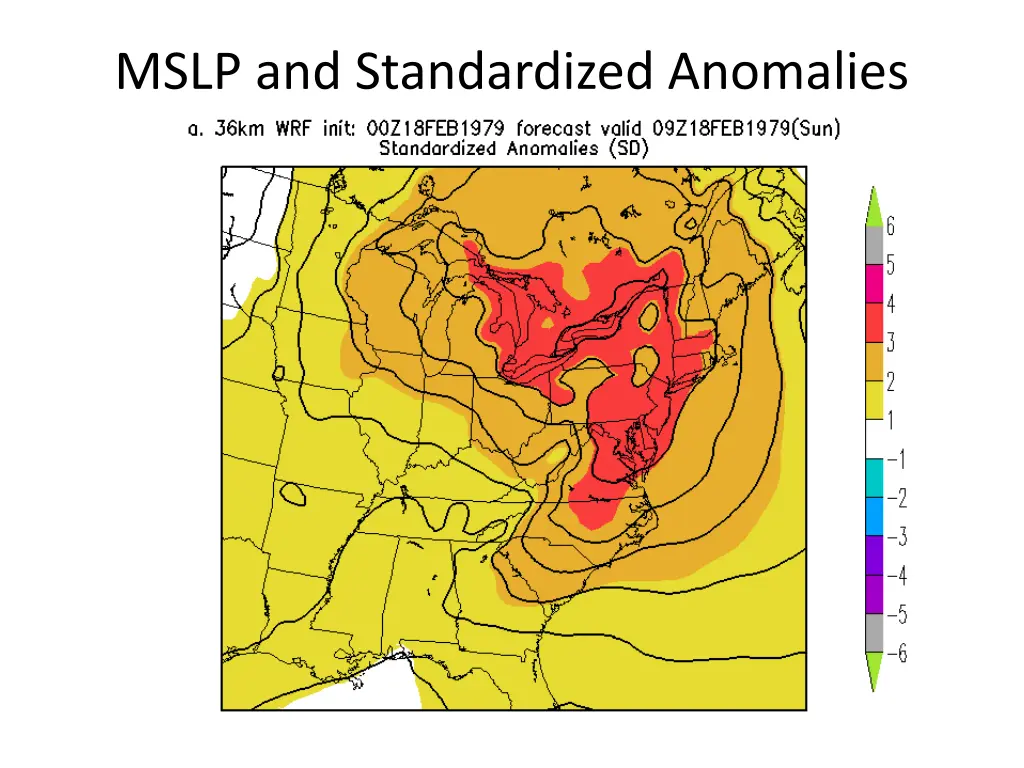 mslp and standardized anomalies