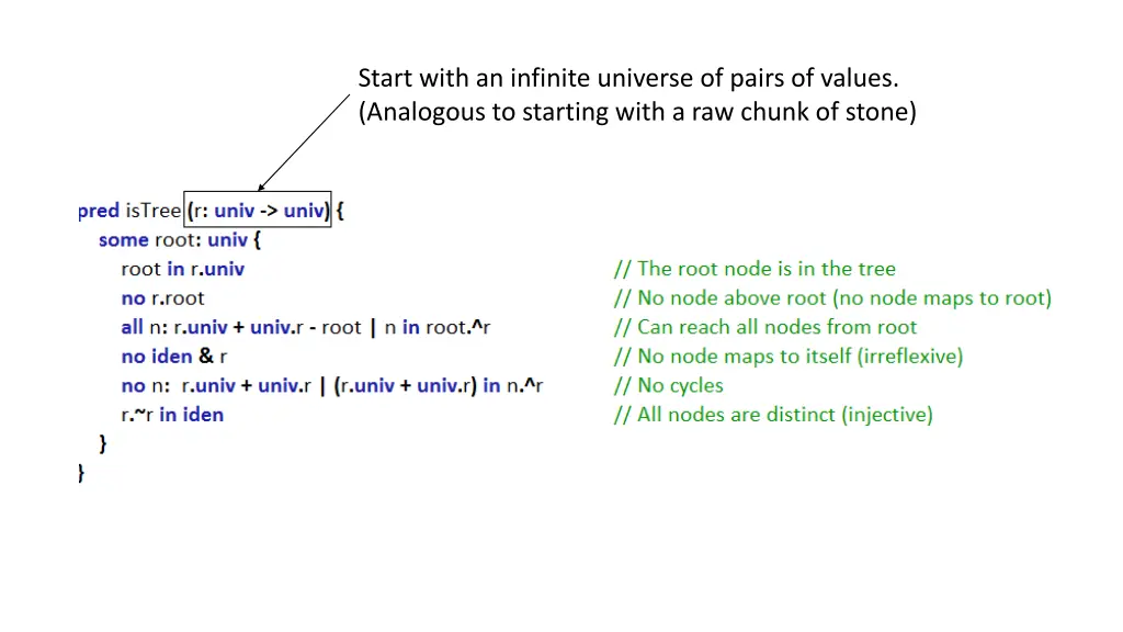 start with an infinite universe of pairs