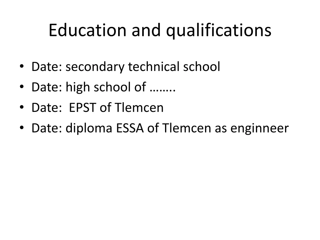 education and qualifications