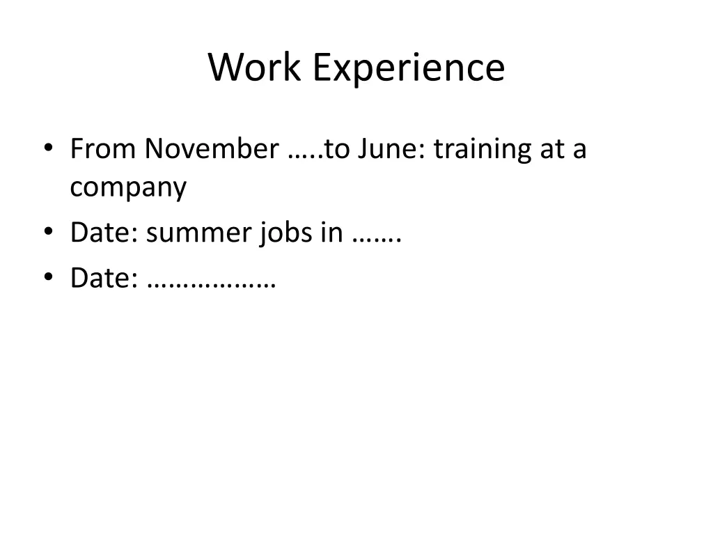 work experience