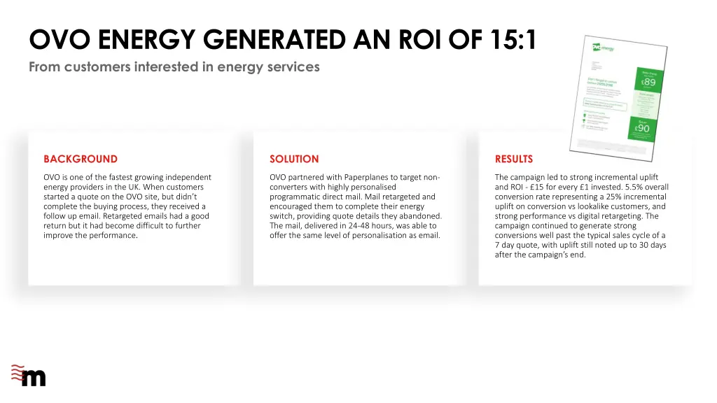 ovo energy generated an roi of 15 1