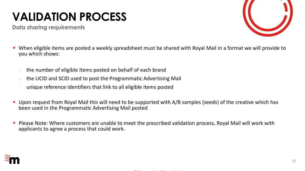 validation process data sharing requirements