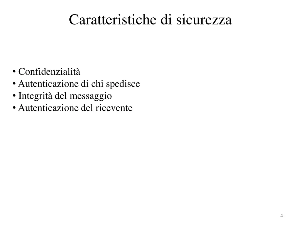 caratteristiche di sicurezza