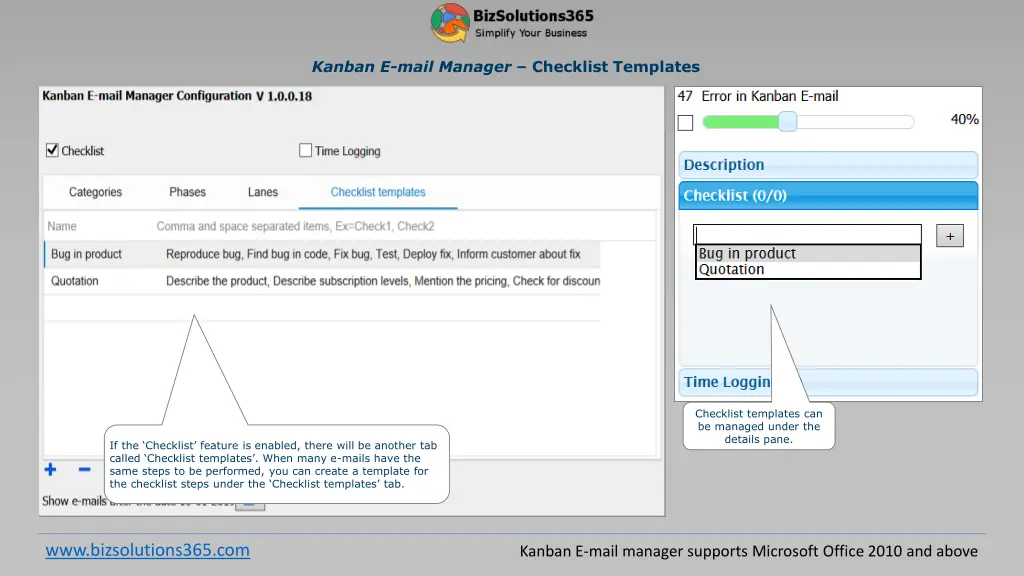 kanban e mail manager checklist templates