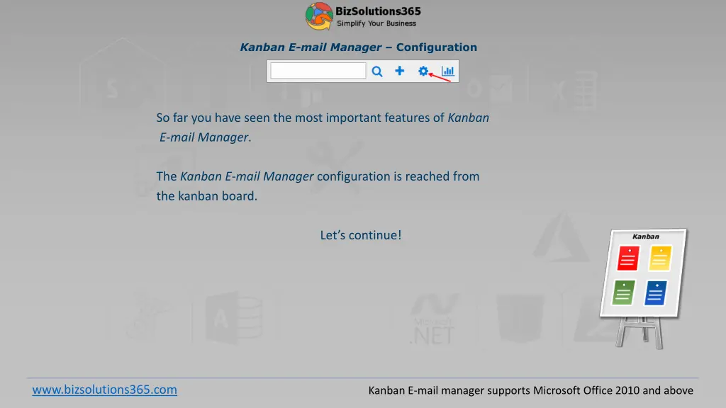 kanban e mail manager configuration