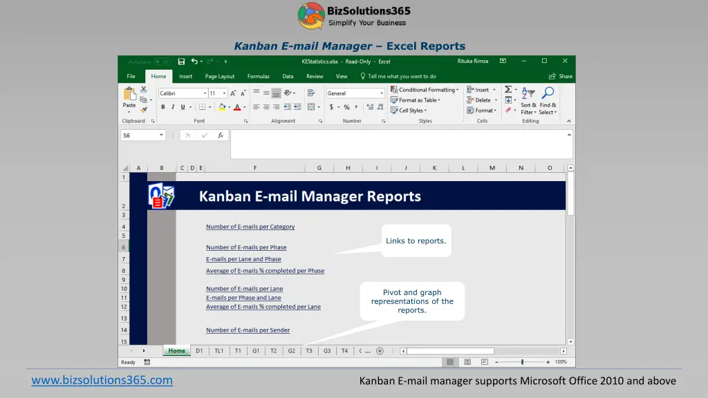 kanban e mail manager excel reports