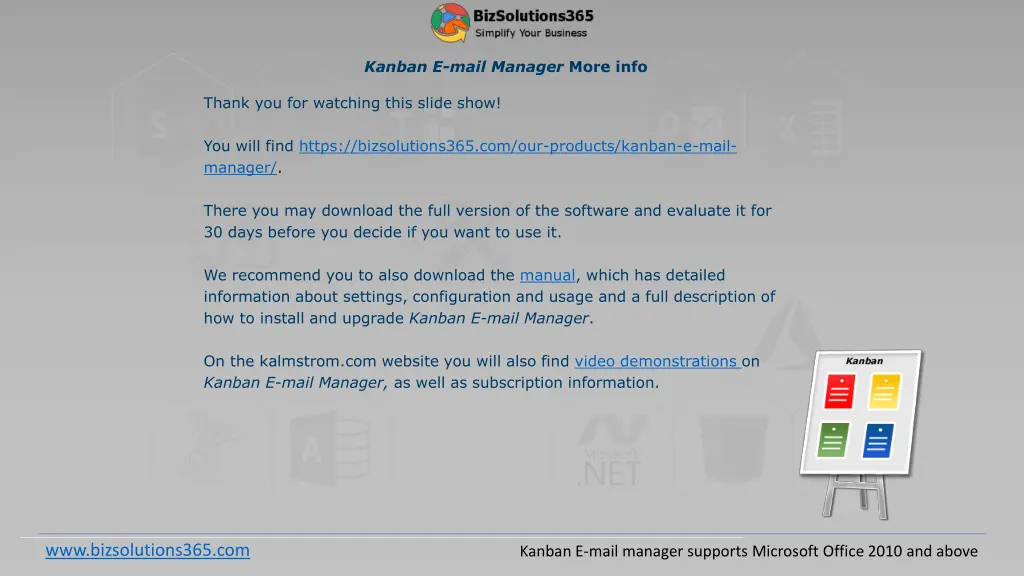 kanban e mail manager more info