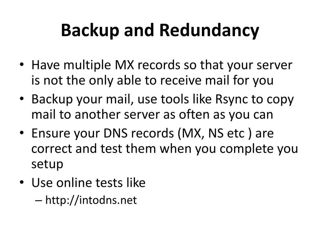 backup and redundancy