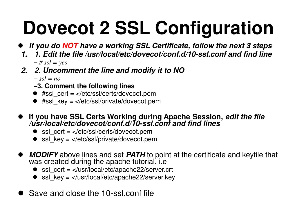 dovecot 2 ssl configuration if you do not have