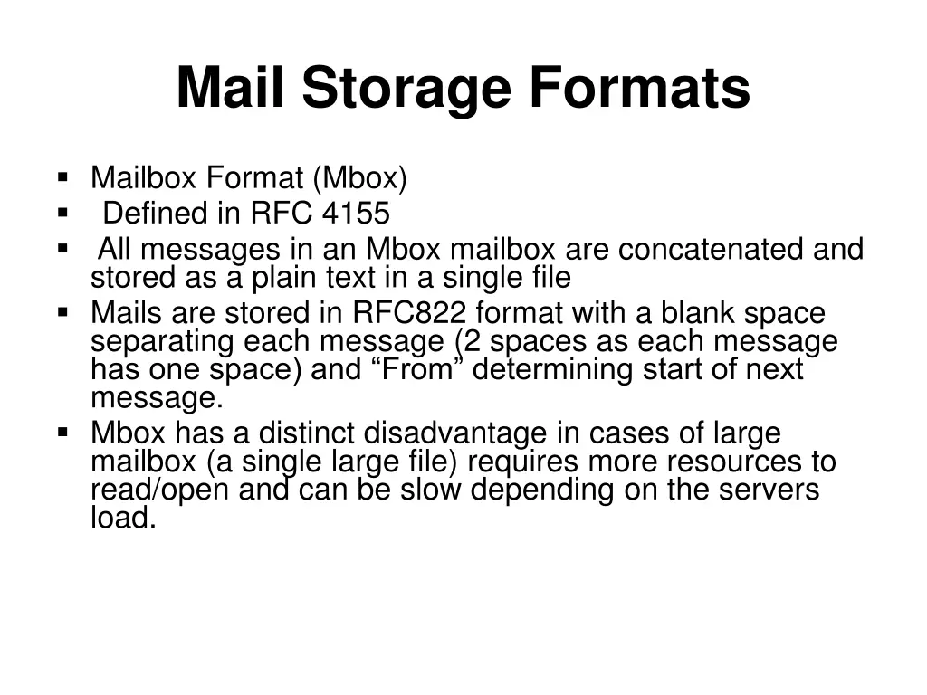 mail storage formats