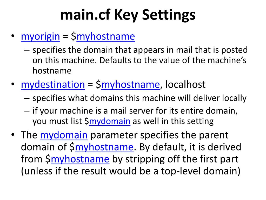 main cf key settings