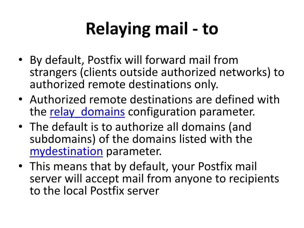 relaying mail to