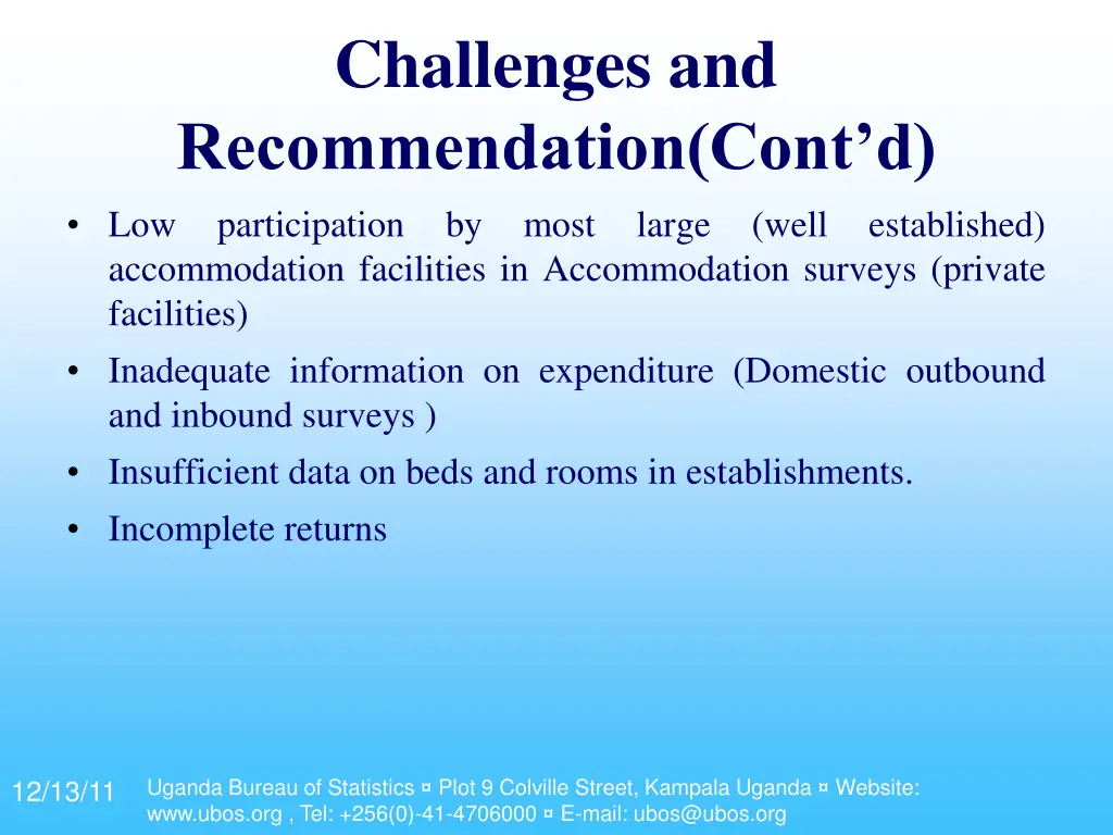 challenges and recommendation cont d