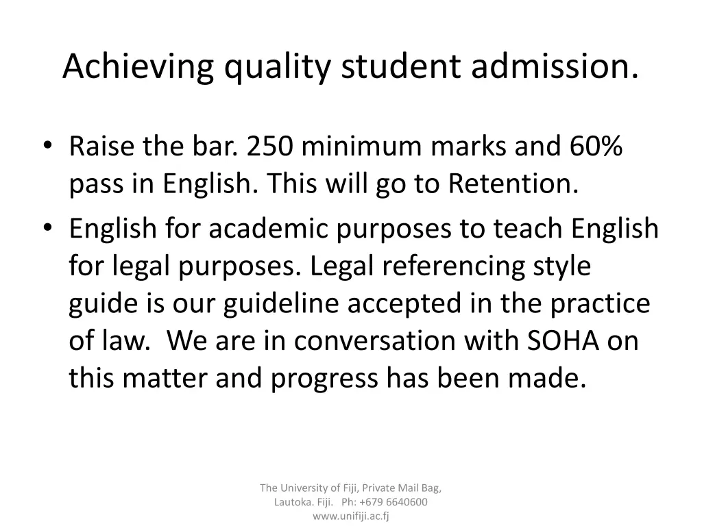 achieving quality student admission