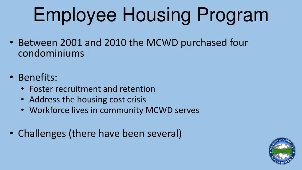 employee housing program