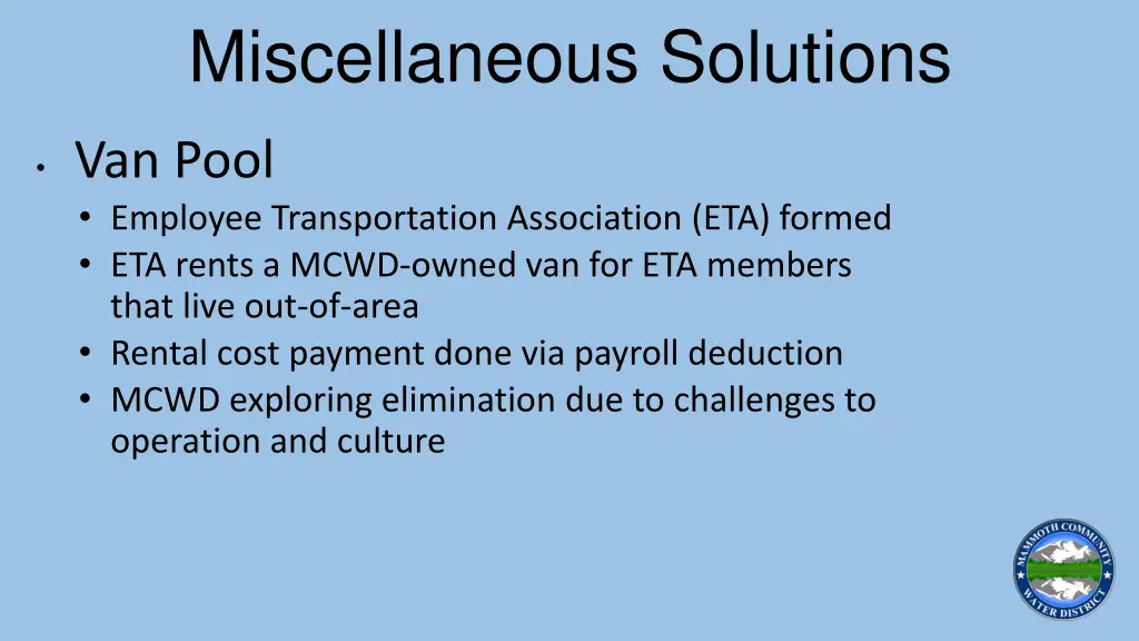 miscellaneous solutions