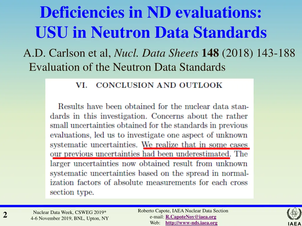 deficiencies in nd evaluations usu in neutron