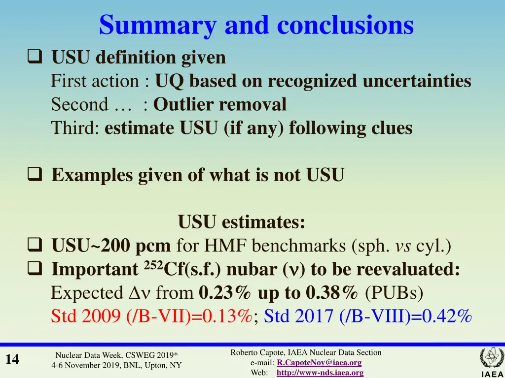 summary and conclusions usu definition given