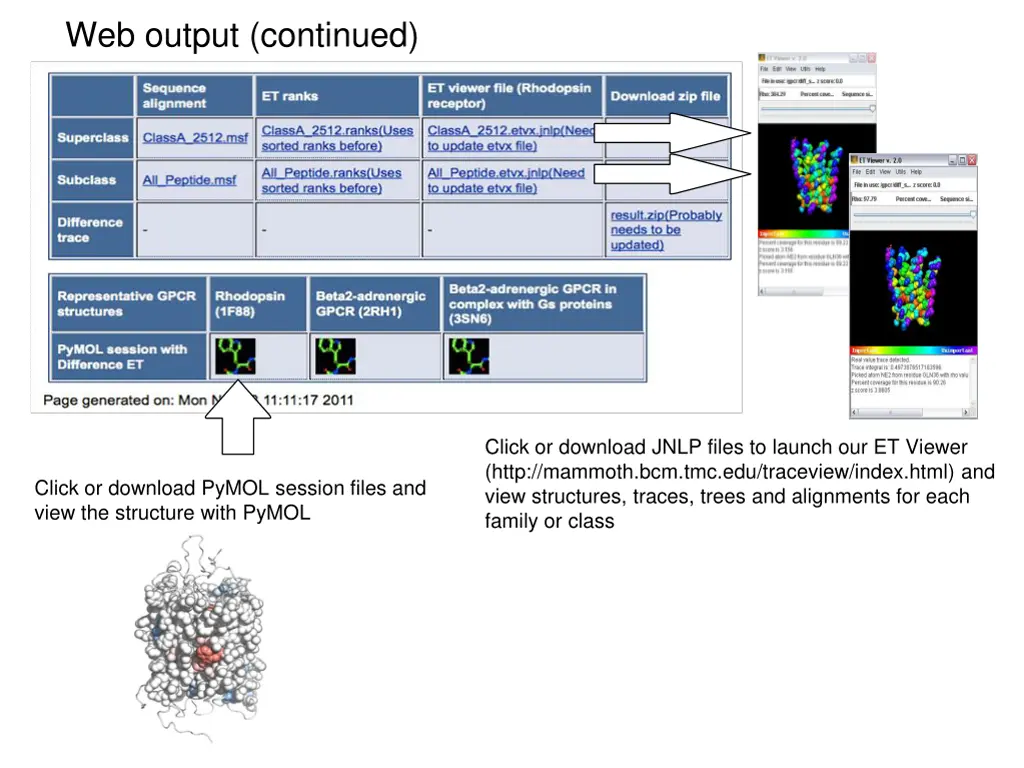 web output continued