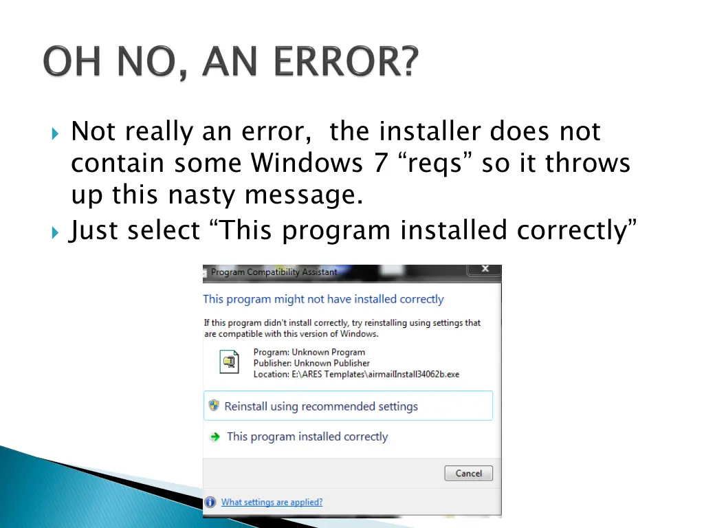 not really an error the installer does