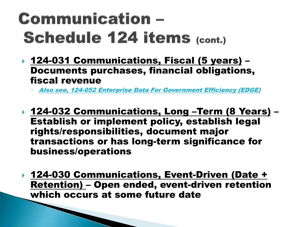 124 031 communications fiscal 5 years documents