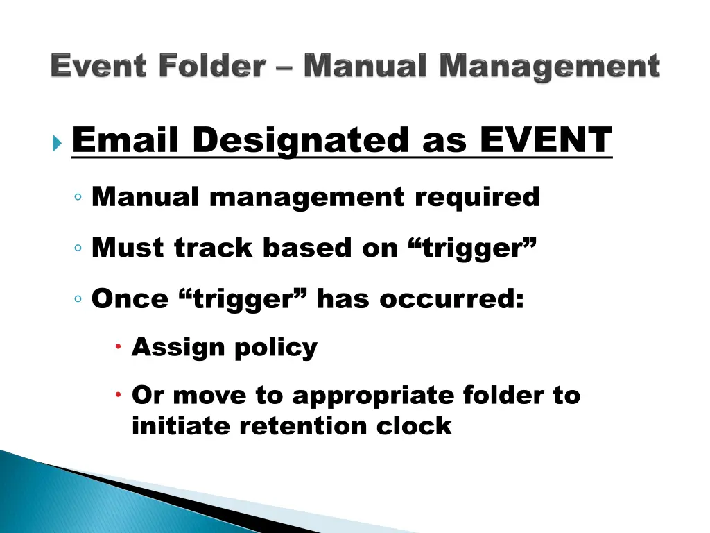 email designated as event manual management