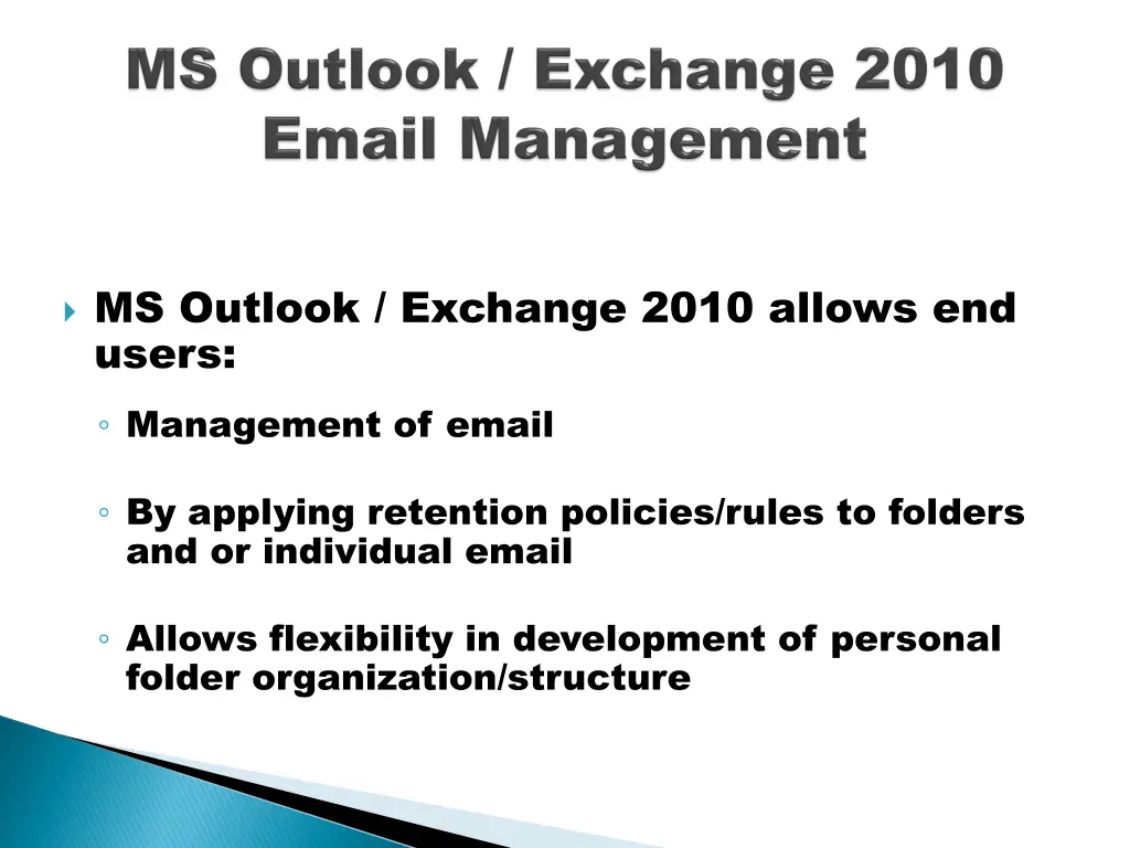 ms outlook exchange 2010 allows end users