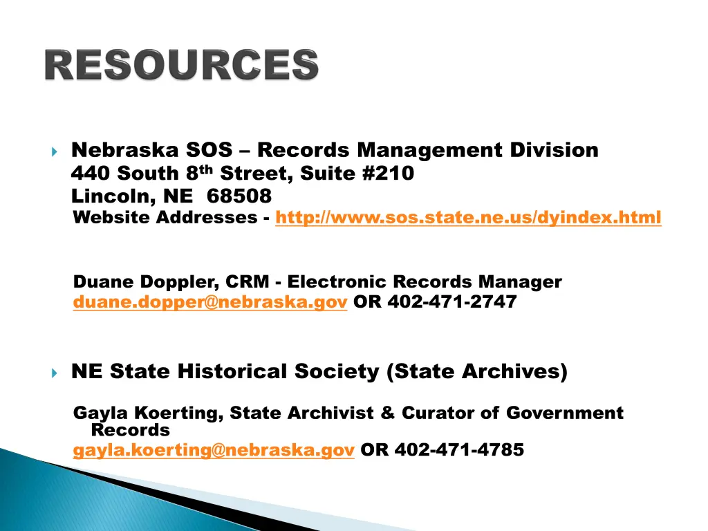 nebraska sos records management division