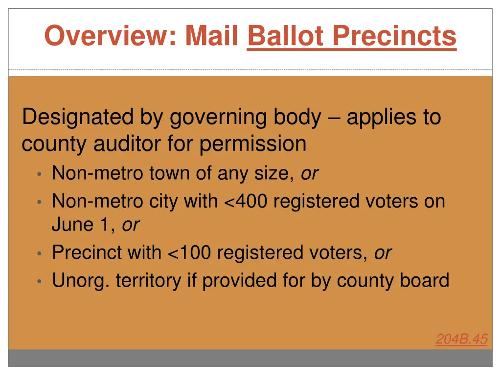 overview mail ballot precincts