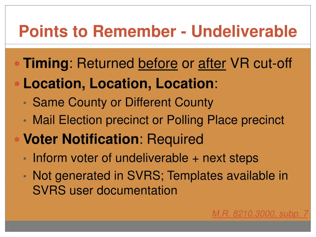 points to remember undeliverable