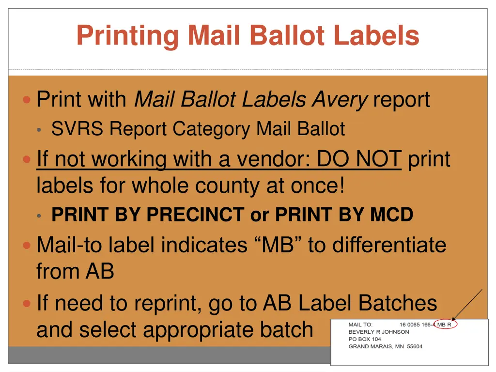 printing mail ballot labels