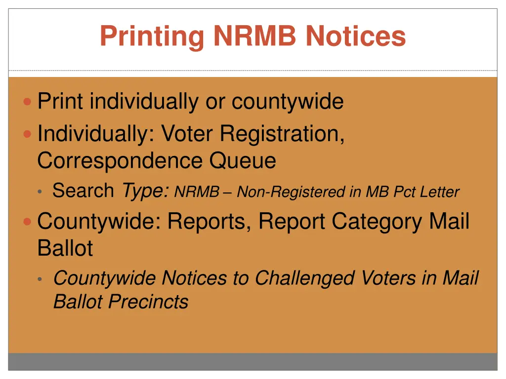 printing nrmb notices