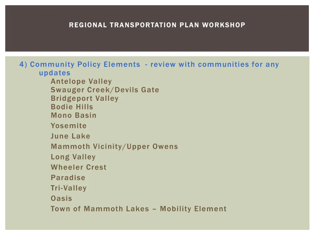 regional transportation plan workshop regional 2