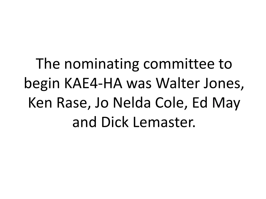 the nominating committee to begin kae4