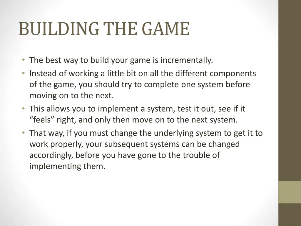 building the game