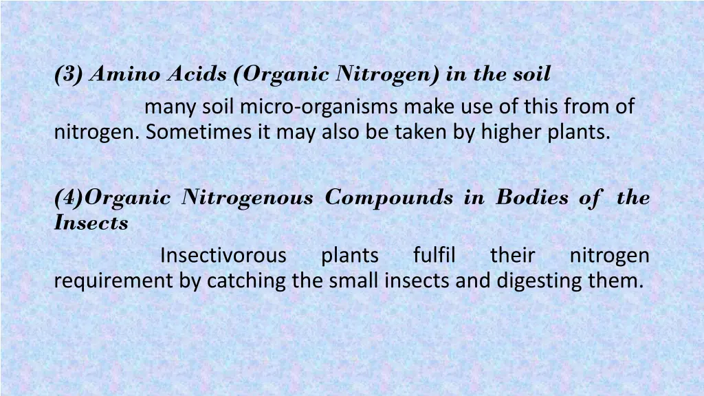 3 amino acids organic nitrogen in the soil many