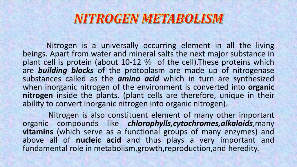 nitrogen metabolism