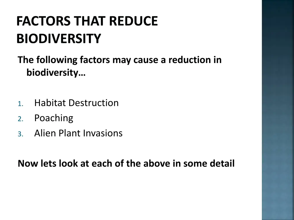 factors that reduce biodiversity