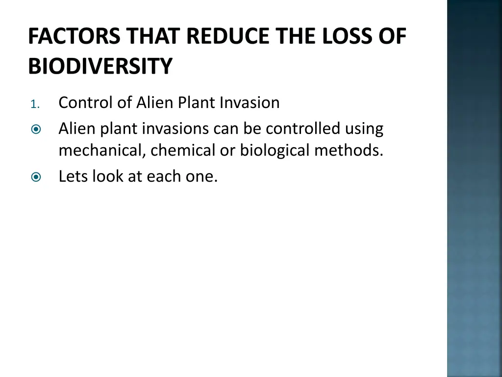 factors that reduce the loss of biodiversity 1