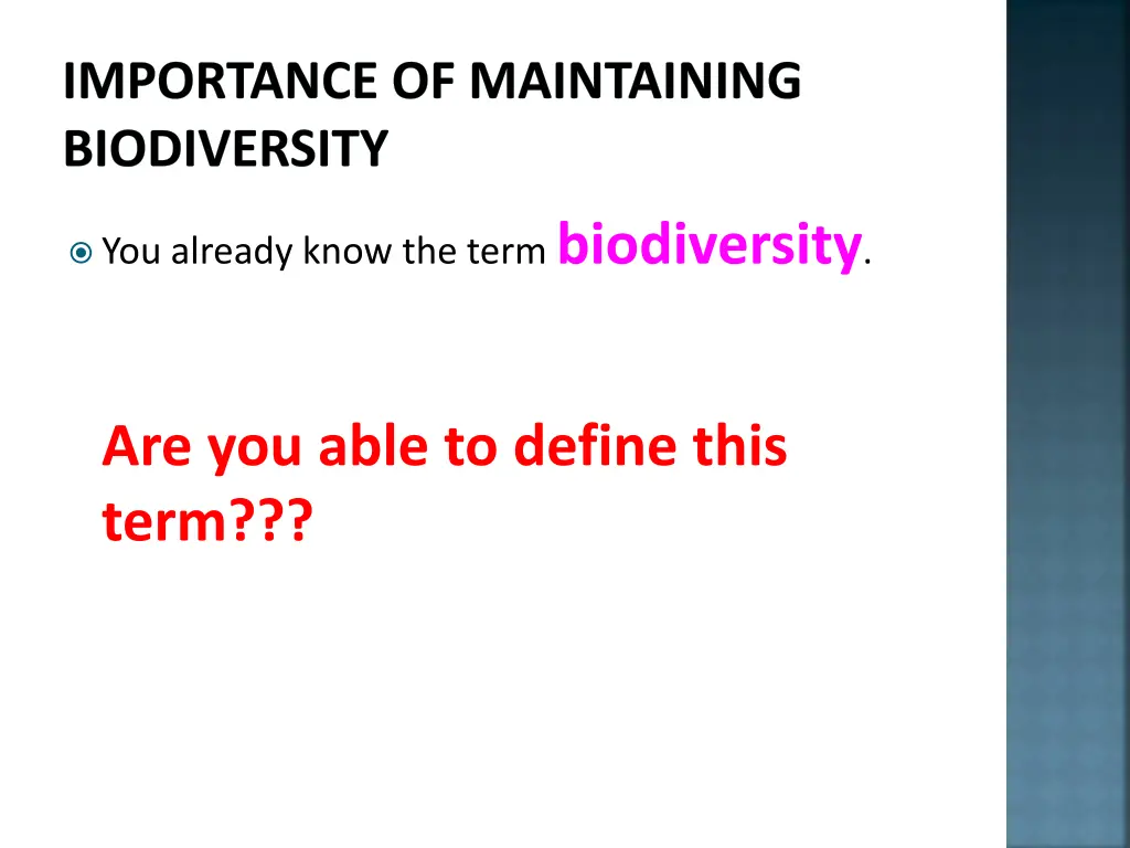 importance of maintaining biodiversity