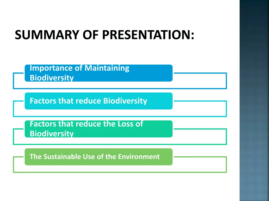 summary of presentation