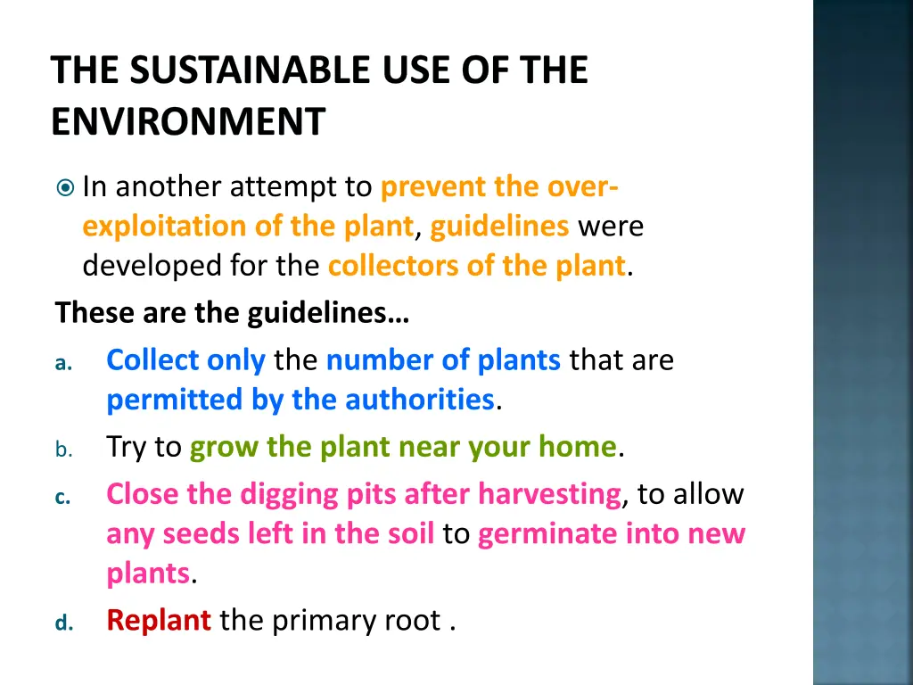 the sustainable use of the environment 7