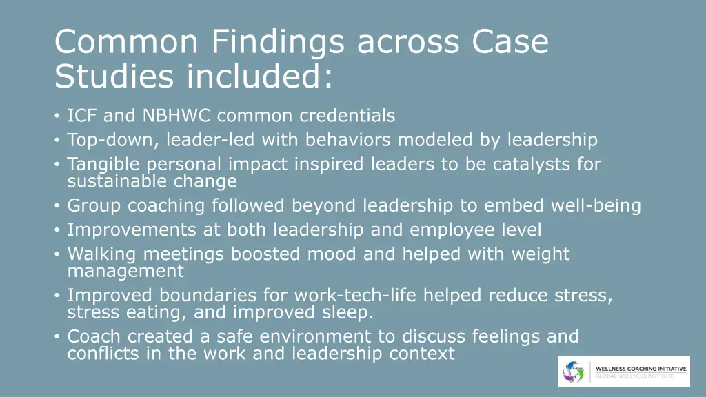 common findings across case studies included