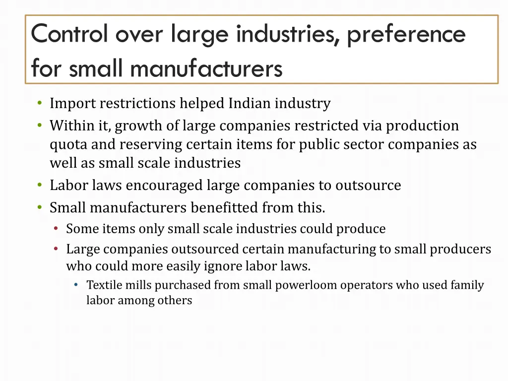 control over large industries preference