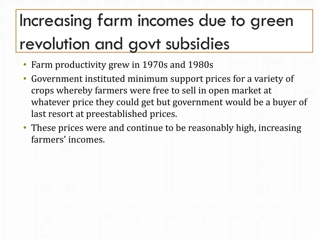 increasing farm incomes due to green revolution