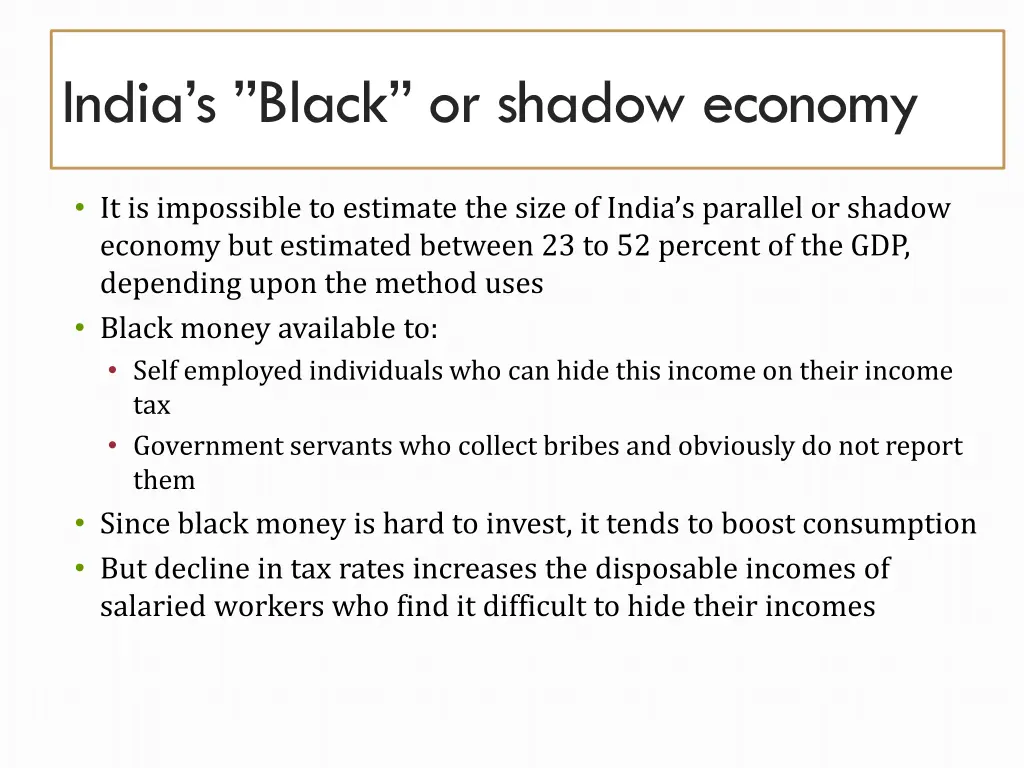 india s black or shadow economy