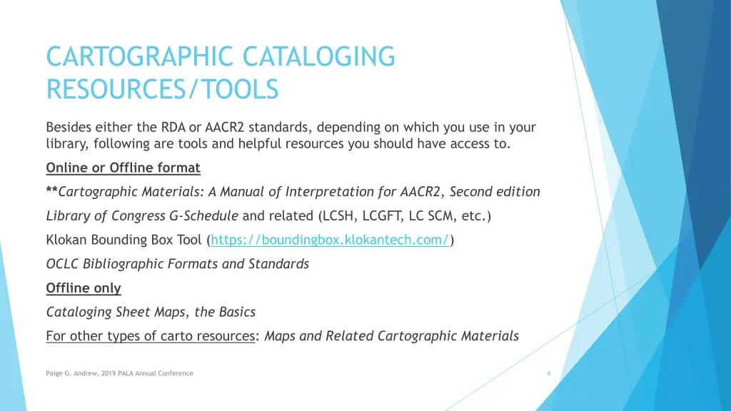 cartographic cataloging resources tools