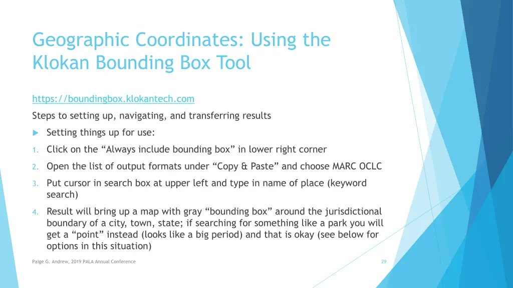 geographic coordinates using the klokan bounding